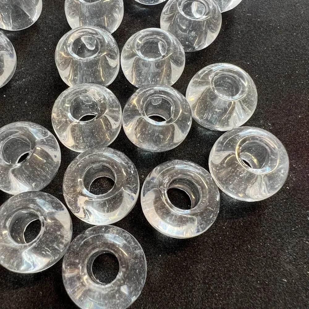 NWOT📌30 Clear Glass Beads 14 mm with a big Hole 5 mm for Jewelry Making -Craft
